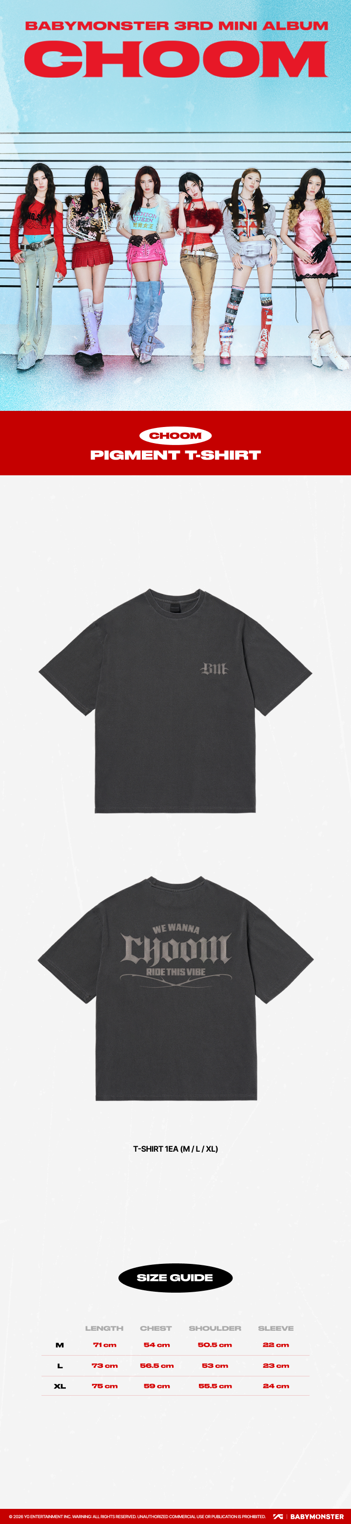 CHOOM] BABYMONSTER PIGMENT T-SHIRT - YG SELECT